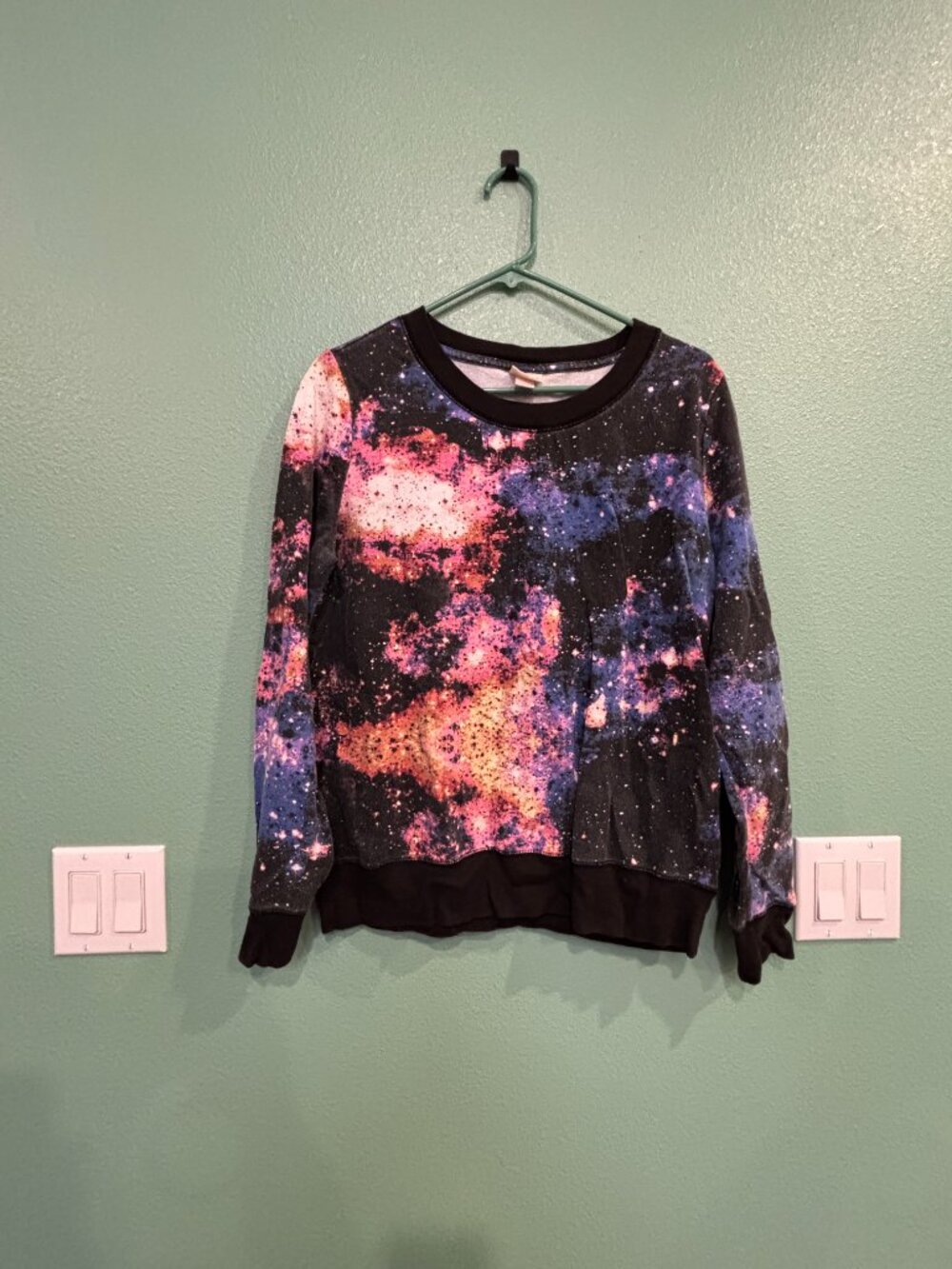 Target Mossimo Celestial Galaxy Print Crewneck Sweatshirt Black (Large)
